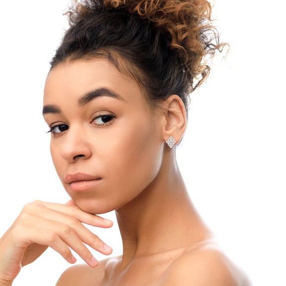 18K Rose Gold 8 1/3 Carat Pear and Round Diamond Floral Cluster Omega Earrings - Picture 7 of 7